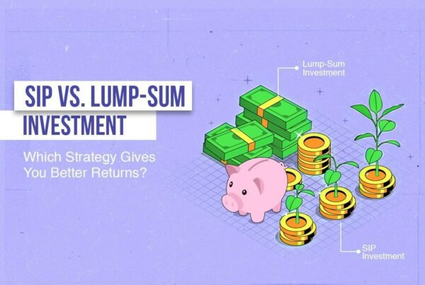 Title 'SIP vs. Lump-Sum Investment: Which Strategy Gives Better Returns?' with visuals of cash for lump-sum and coins with plants for SIP